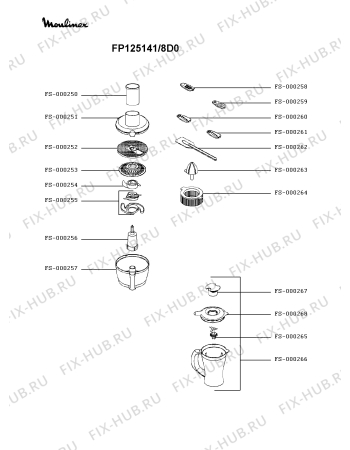 Взрыв-схема кухонного комбайна Moulinex FP125141/8D0 - Схема узла IP003857.4P2