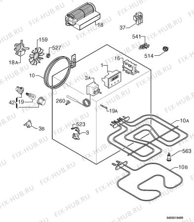 Взрыв-схема плиты (духовки) Electrolux EOB6712X - Схема узла Electrical equipment 268