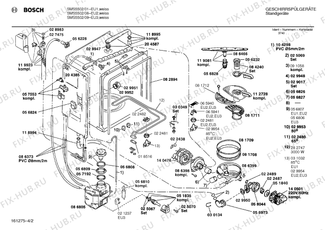 Схема №2 SMS5502 с изображением Панель для посудомойки Bosch 00283827