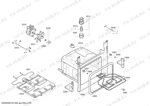 Взрыв-схема плиты (духовки) Bosch HBG23B450Q H.BO.NP.L2D.IN.GLASS.B4/.X.E0_C/// - Схема узла 03