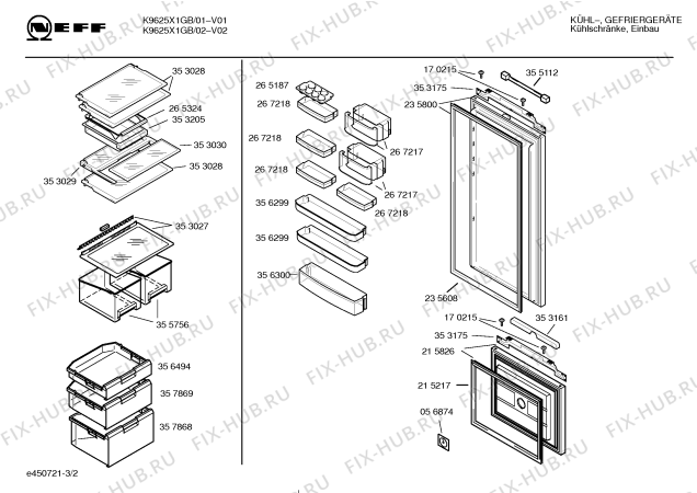Взрыв-схема холодильника Neff K9625X1GB K9625 - Схема узла 02