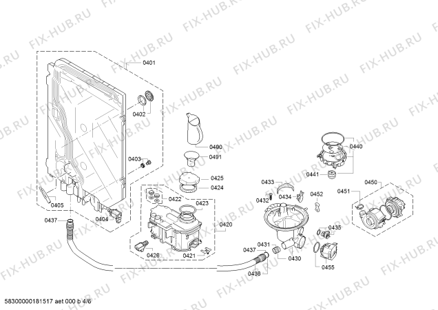 Взрыв-схема посудомоечной машины Bosch SMU65N55EU, SuperSilence - Схема узла 04