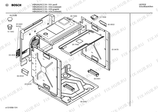 Схема №2 HBN226AFN с изображением Часть корпуса Bosch 00284799