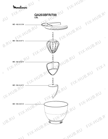 Схема №3 QA203BFR/700 с изображением Элемент корпуса для кухонного измельчителя Moulinex MS-5A16453
