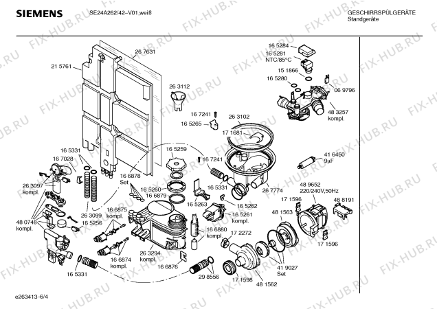 Схема №3 SE24A262 с изображением Инструкция по эксплуатации для электропосудомоечной машины Siemens 00585885
