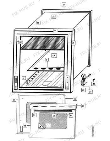 Взрыв-схема плиты (духовки) Zanussi Z540B1 - Схема узла Section 2