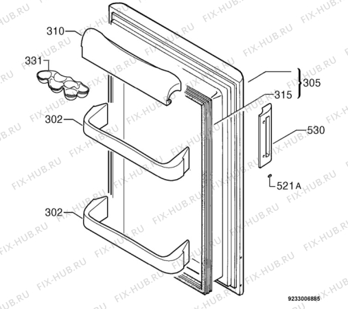 Взрыв-схема холодильника Zanussi Electrolux ZER140W - Схема узла Door 003