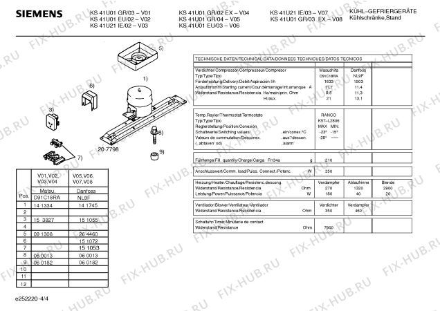 Схема №3 KS41U01EU с изображением Инструкция по эксплуатации для холодильной камеры Siemens 00514972