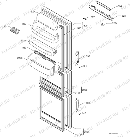 Взрыв-схема холодильника Electrolux ERH36392S8 - Схема узла Door 003