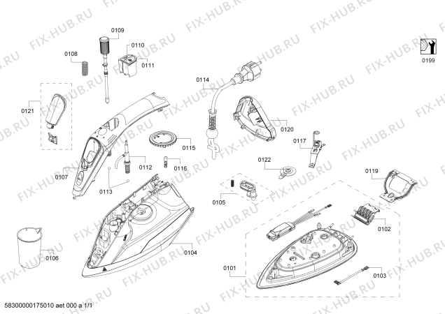 Схема №1 TDA1024140 Sensixx'x DA10 с изображением Ручка для утюга (парогенератора) Bosch 12014624