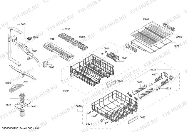 Взрыв-схема посудомоечной машины Bosch SMS58L68EU, SuperSilence - Схема узла 06