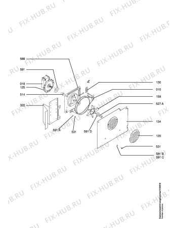 Взрыв-схема плиты (духовки) Aeg E8340-W - Схема узла Hot air equipment