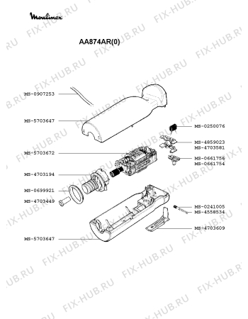 Взрыв-схема блендера (миксера) Moulinex AA874AR(0) - Схема узла Q0000050.0Q2