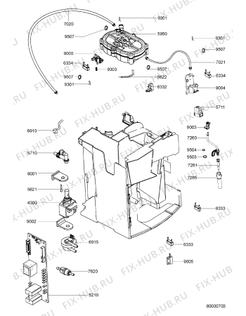 Взрыв-схема кофеварки (кофемашины) Whirlpool KSCX3610 (F091723) - Схема узла