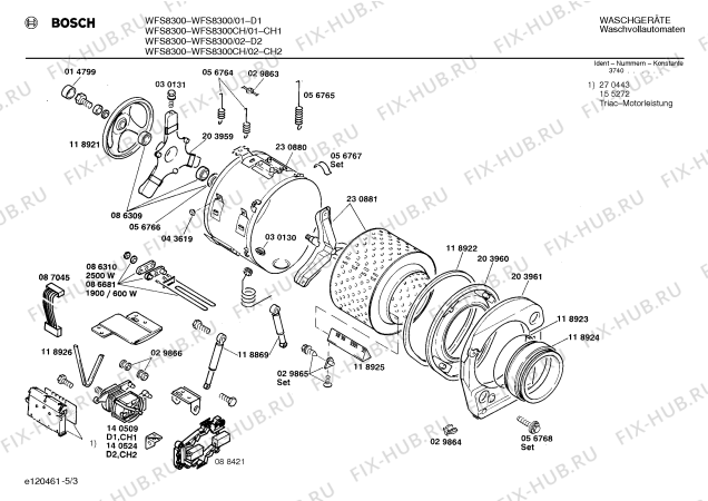 Схема №1 WFS7000FG WFS7000 с изображением Переключатель для стиральной машины Bosch 00030888