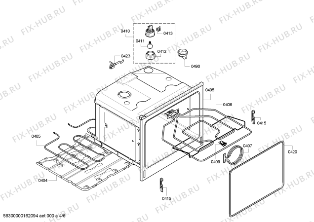 Взрыв-схема плиты (духовки) Bosch HBA21B351Y - Схема узла 04