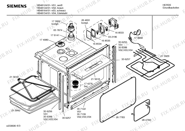 Взрыв-схема плиты (духовки) Siemens HB48124 - Схема узла 03