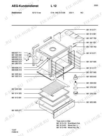 Взрыв-схема плиты (духовки) Aeg 5212V-W N - Схема узла Section2