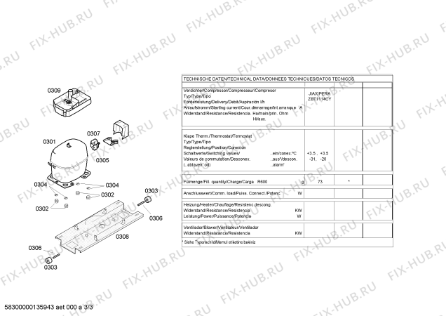 Взрыв-схема холодильника Bosch KGV33V00GB - Схема узла 03