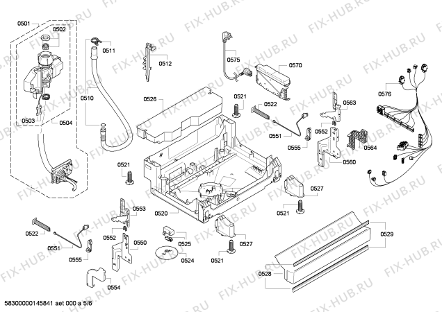 Взрыв-схема посудомоечной машины Bosch SMS58M88TR - Схема узла 05