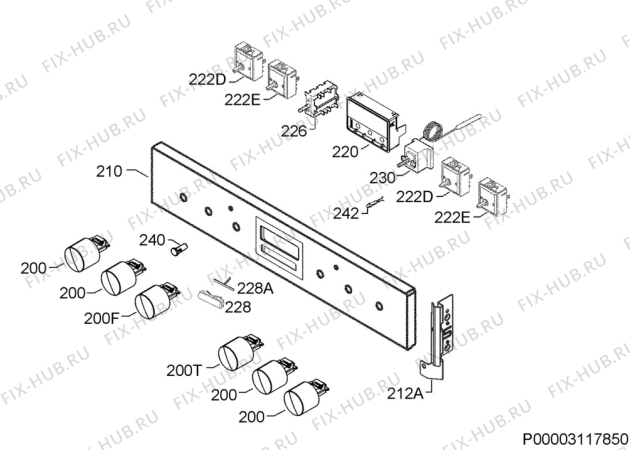 Схема №2 EES33101ZM с изображением Клавиша для плиты (духовки) Aeg 140027967672