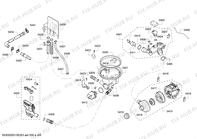 Взрыв-схема посудомоечной машины Bosch SHE43RP2UC Silence Plus 48dBA - Схема узла 04