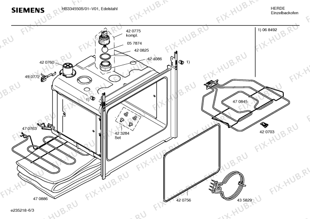 Взрыв-схема плиты (духовки) Siemens HB334550S - Схема узла 03