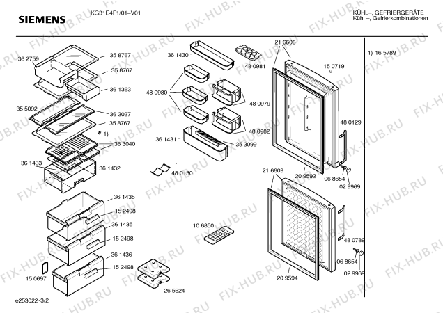 Взрыв-схема холодильника Siemens KG31E4F1 - Схема узла 02