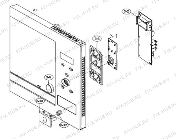 Взрыв-схема микроволновой печи Aeg MCD2664E-B - Схема узла Command panel 037