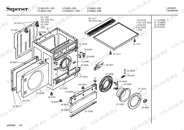 Схема №3 WV22800BY SIWAMAT 2280 с изображением Корпусная деталь Bosch 00231120