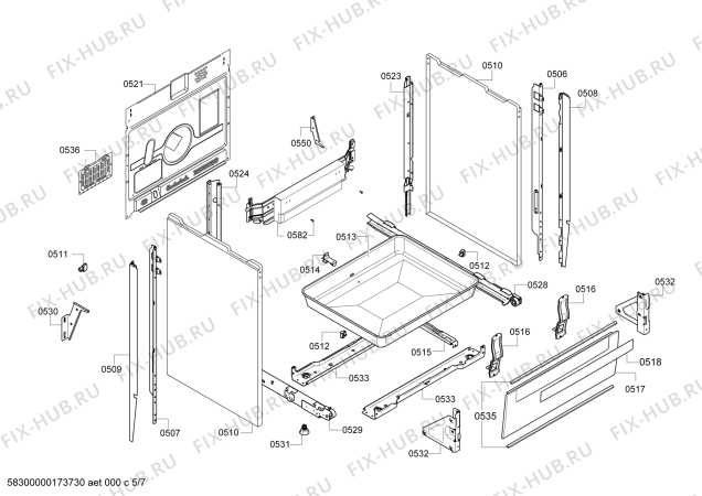 Взрыв-схема плиты (духовки) Bosch HCE644653R - Схема узла 05