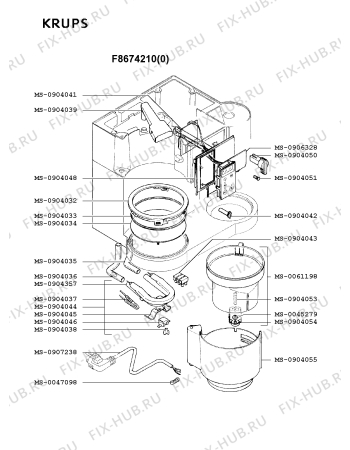 Взрыв-схема кофеварки (кофемашины) Krups F8674210(0) - Схема узла AP001840.6P3