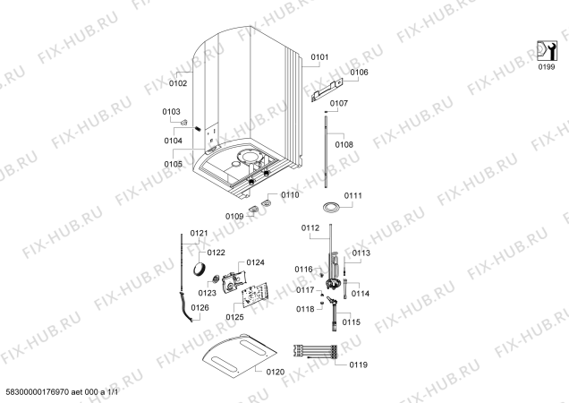 Схема №1 DG30026 Siemens с изображением Задняя часть корпуса для бойлера Siemens 11004597