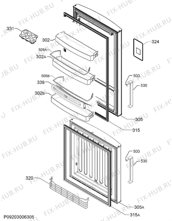 Взрыв-схема холодильника Rex Electrolux FQC551XSA+ - Схема узла Door 003