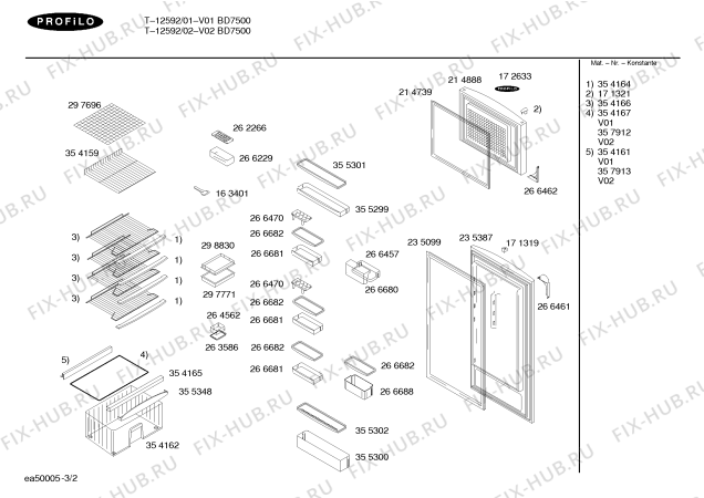 Схема №3 KSV2905IE с изображением Стеклянная полка для холодильника Siemens 00354167