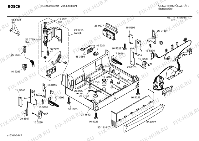 Схема №5 SGS0905AU с изображением Инструкция по эксплуатации для электропосудомоечной машины Bosch 00527734