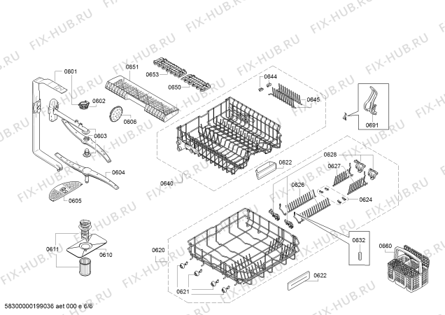 Взрыв-схема посудомоечной машины Bosch SMV46GX00D Exclusiv - Схема узла 06