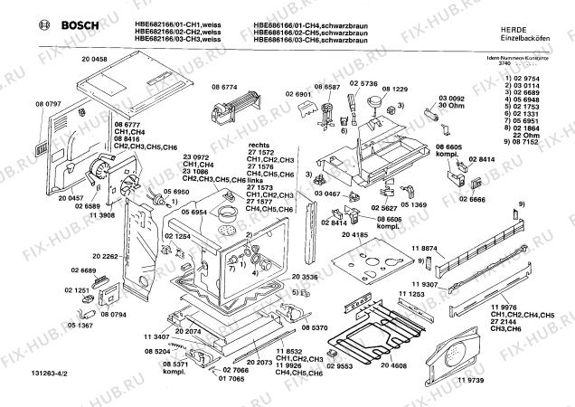 Взрыв-схема плиты (духовки) Bosch HBE686166 - Схема узла 02