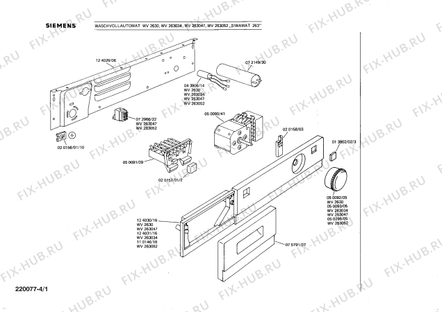Схема №2 WV263047 SIWAMAT 263 с изображением Переключатель для стиралки Siemens 00050093