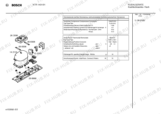 Взрыв-схема холодильника Bosch KTR1431 - Схема узла 02