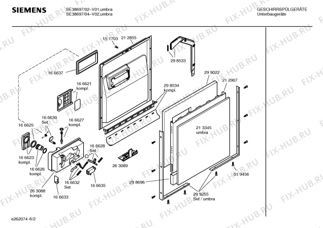 Взрыв-схема посудомоечной машины Siemens SE38697 Extraklasse - Схема узла 02