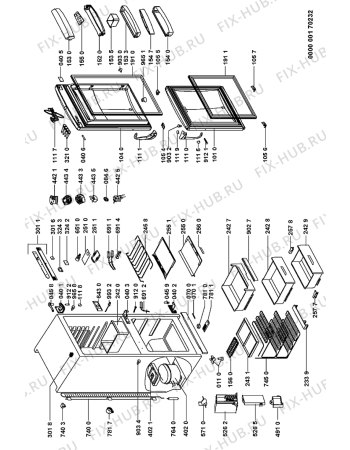 Схема №1 ARC 7080/PB с изображением Элемент корпуса для холодильной камеры Whirlpool 481245228582
