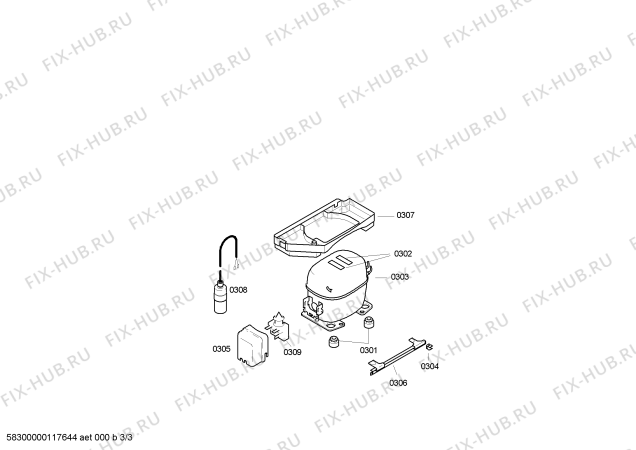 Взрыв-схема холодильника Bosch KIF26A40 - Схема узла 03