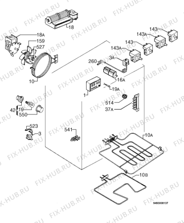 Взрыв-схема плиты (духовки) Privileg 888721_8723 - Схема узла Electrical equipment 268