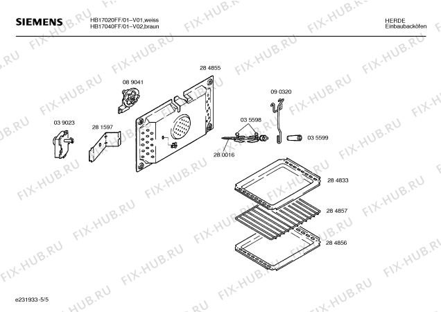 Схема №5 HB17040FF с изображением Панель для плиты (духовки) Siemens 00287099