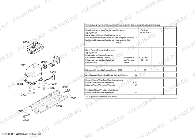 Взрыв-схема холодильника Bosch KGV33X27 - Схема узла 03