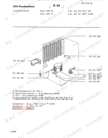 Взрыв-схема холодильника Aeg SAN1650 TK - Схема узла Refrigerator cooling system