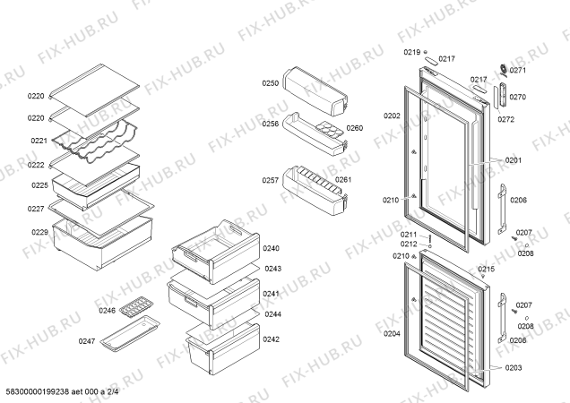 Схема №3 3KF6604W с изображением Дверь для холодильной камеры Bosch 00716061
