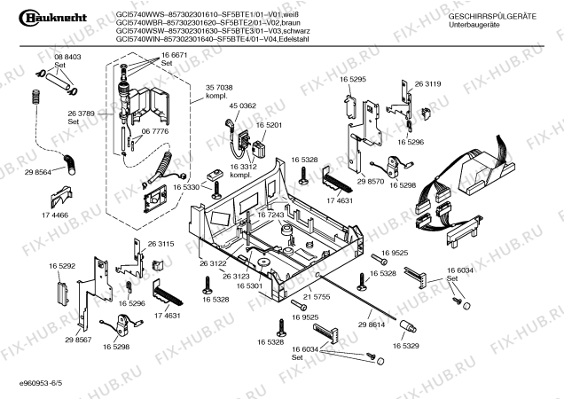 Взрыв-схема посудомоечной машины Bauknecht SF5BTE3 GCI5740WSW - Схема узла 05