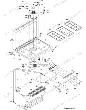 Взрыв-схема плиты (духовки) Zanussi ZCG9001W - Схема узла Section 1